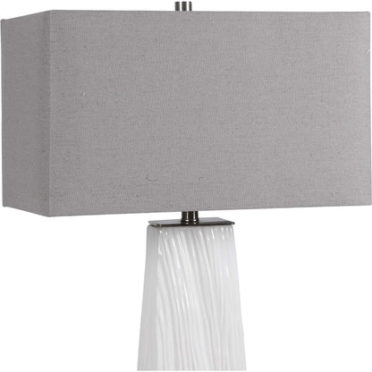 Sycamore Table Lamp by Uttermost in white. Made from ceramic, iron, fabric in a transitional style.