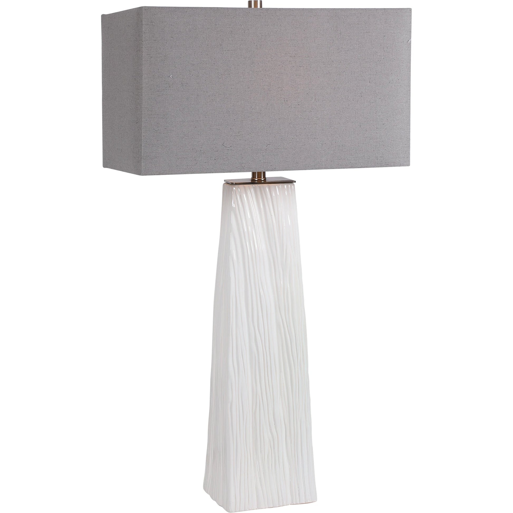 Sycamore Table Lamp by Uttermost in white. Made from ceramic, iron, fabric in a transitional style.