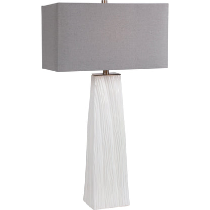 Sycamore Table Lamp by Uttermost in white. Made from ceramic, iron, fabric in a transitional style.