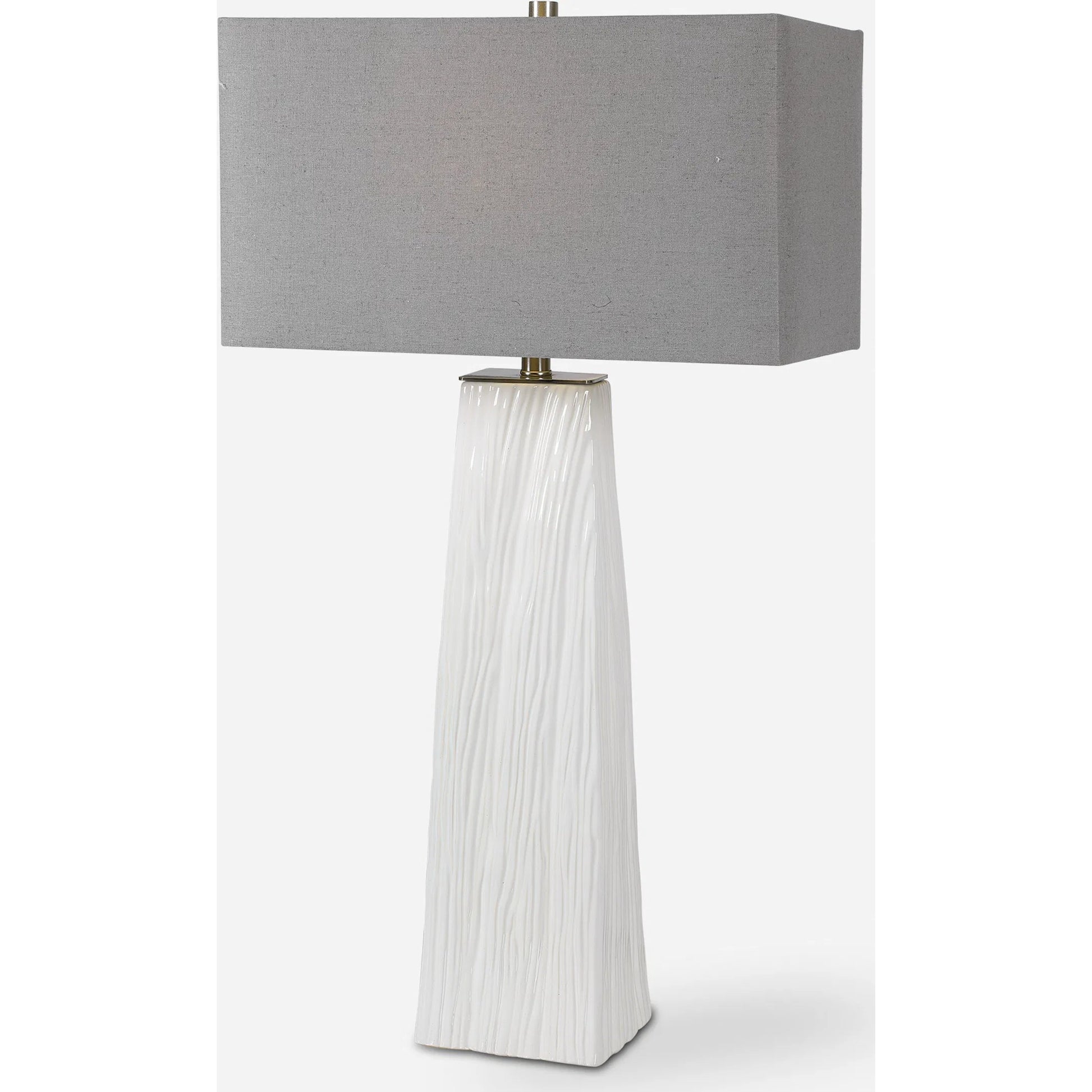 Sycamore Table Lamp by Uttermost in white. Made from ceramic, iron, fabric in a transitional style.
