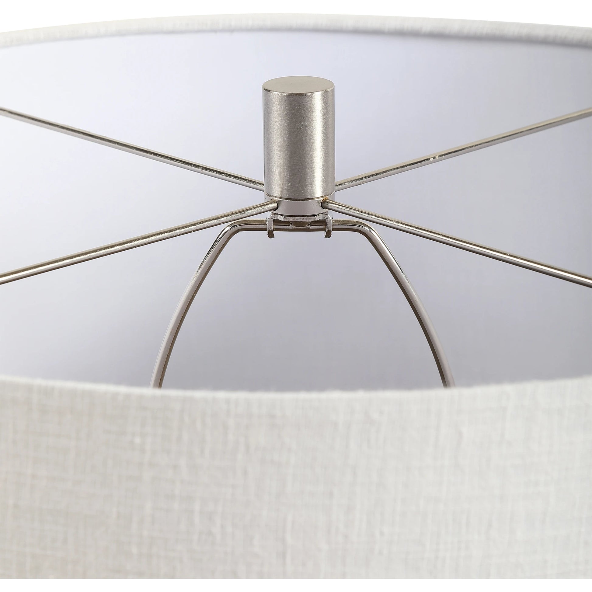 Holloway Table Lamp by Uttermost in blue. Made from ceramic, iron, fabric in a transitional style.