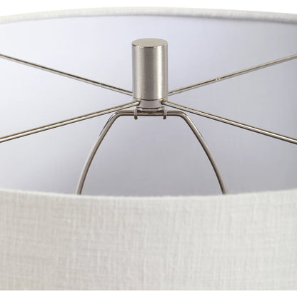 Holloway Table Lamp by Uttermost in blue. Made from ceramic, iron, fabric in a transitional style.