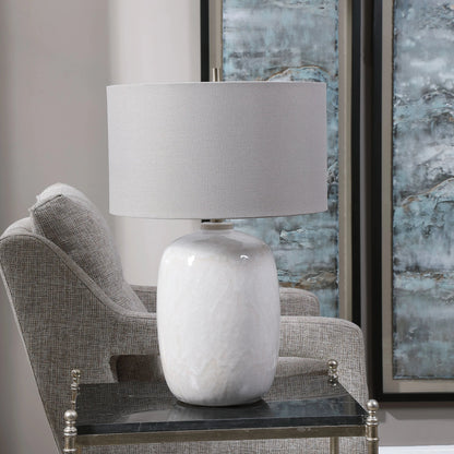 Winterscape Table Lamp by Uttermost in white. Made from ceramic, steel in a cottage & farmhouse style.