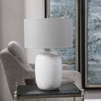 Winterscape Table Lamp by Uttermost in white. Made from ceramic, steel in a cottage & farmhouse style.