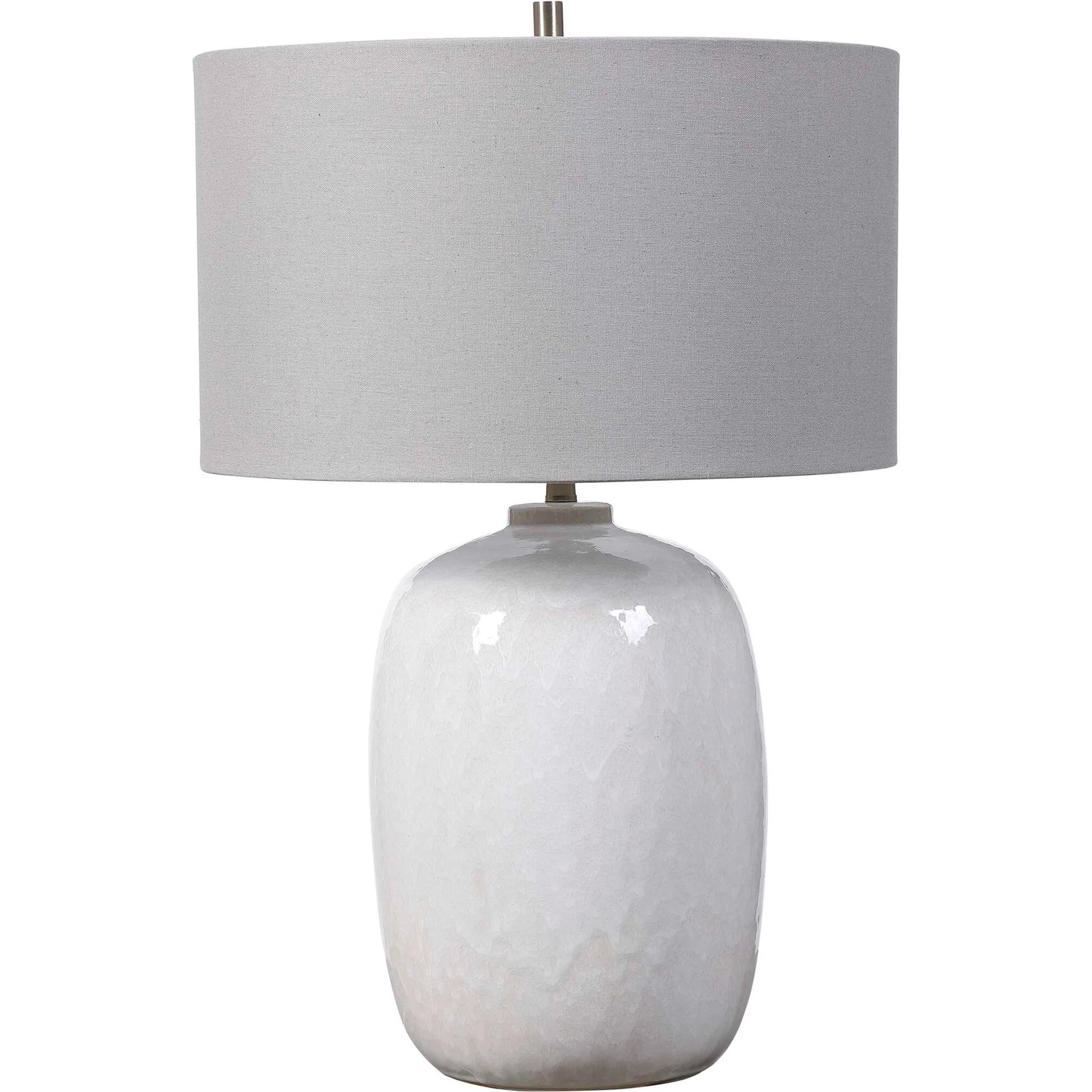 Winterscape Table Lamp by Uttermost in white. Made from ceramic, steel in a cottage & farmhouse style.