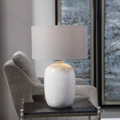 Winterscape Table Lamp by Uttermost in white. Made from ceramic, steel in a cottage & farmhouse style.