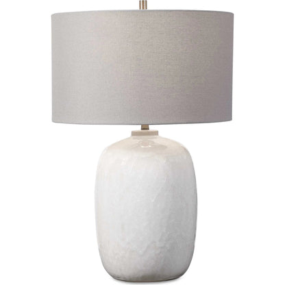 Winterscape Table Lamp by Uttermost in white. Made from ceramic, steel in a cottage & farmhouse style.