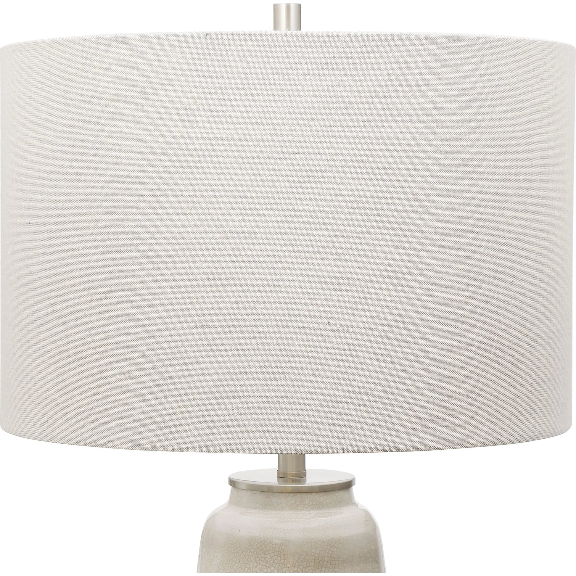 Comanche Crackle Table Lamp by Uttermost in white. Made from ceramic, steel in a eclectic & global style.