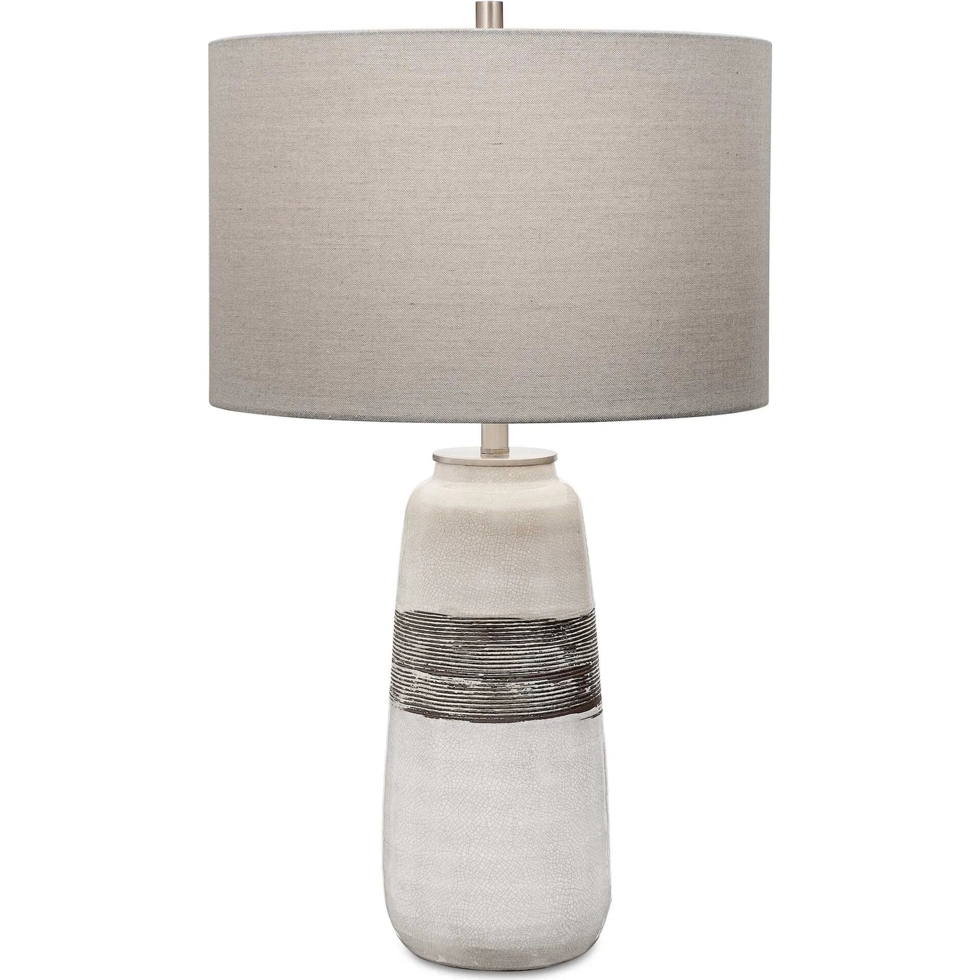 Comanche Crackle Table Lamp by Uttermost in white. Made from ceramic, steel in a eclectic & global style.