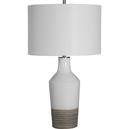 Dakota Crackle Table Lamp by Uttermost in white. Made from ceramic, steel in a coastal style.