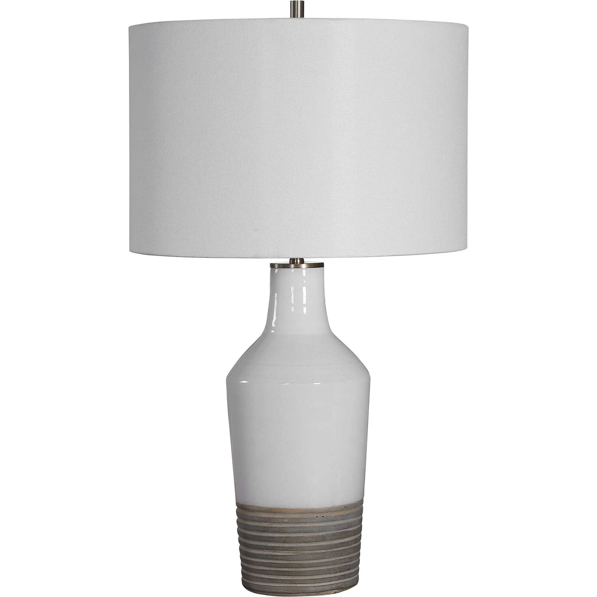 Dakota Crackle Table Lamp by Uttermost in white. Made from ceramic, steel in a coastal style.