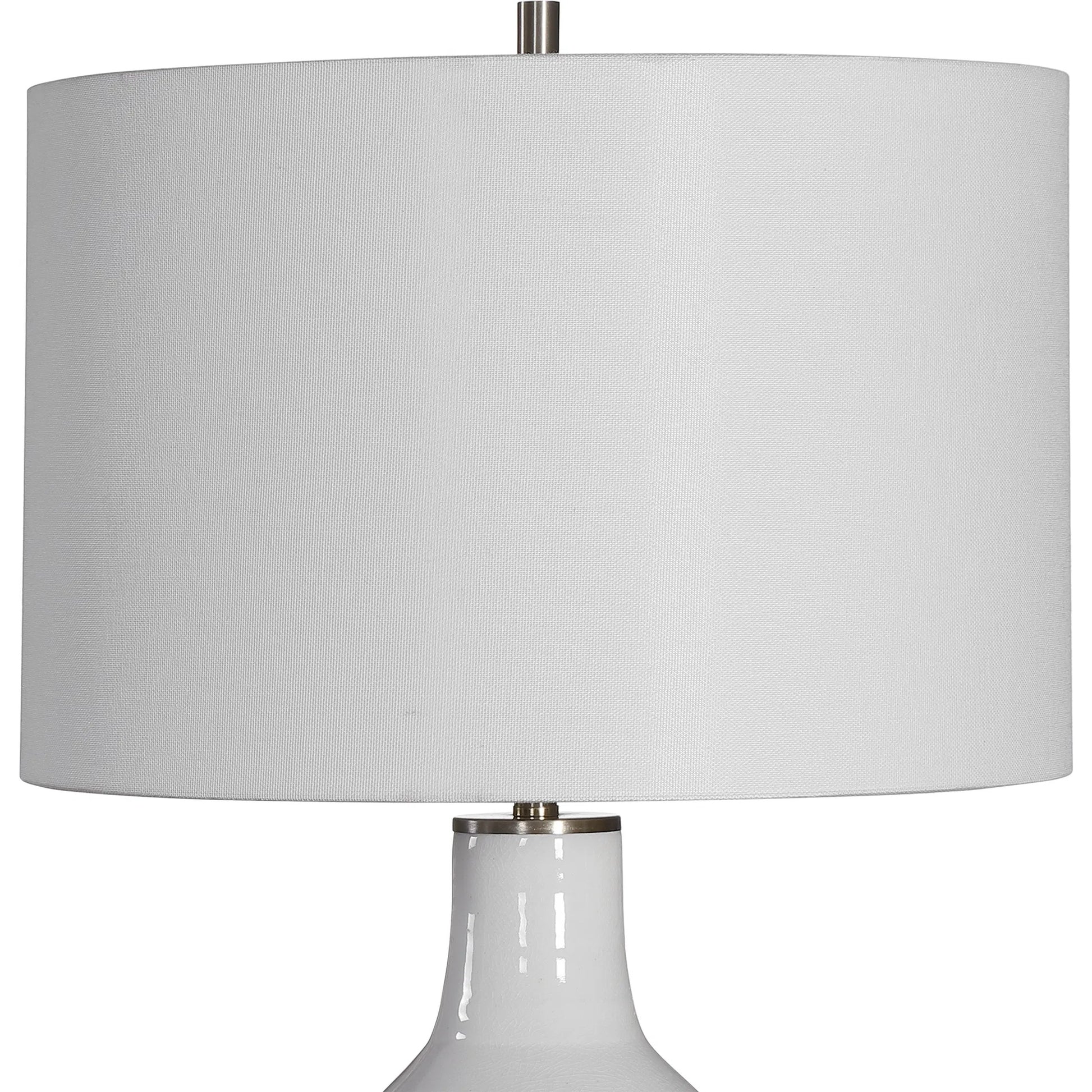 Dakota Crackle Table Lamp by Uttermost in white. Made from ceramic, steel in a coastal style.