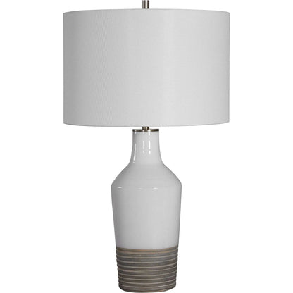 Dakota Crackle Table Lamp by Uttermost in white. Made from ceramic, steel in a coastal style.