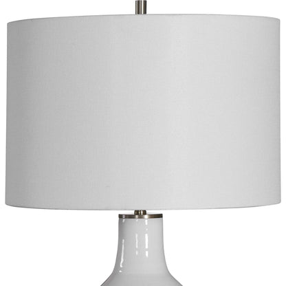 Dakota Crackle Table Lamp by Uttermost in white. Made from ceramic, steel in a coastal style.