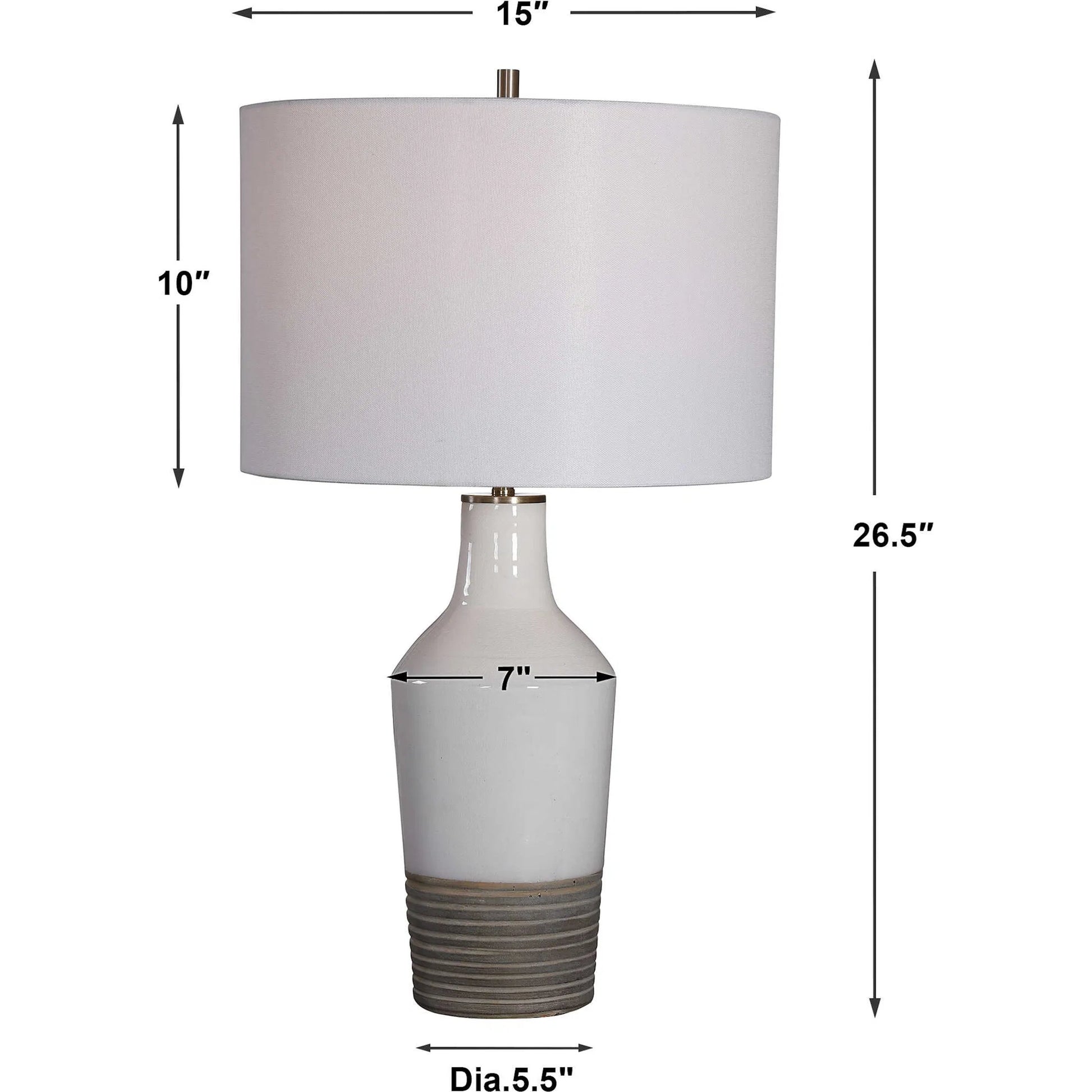 Dakota Crackle Table Lamp by Uttermost in white. Made from ceramic, steel in a coastal style.