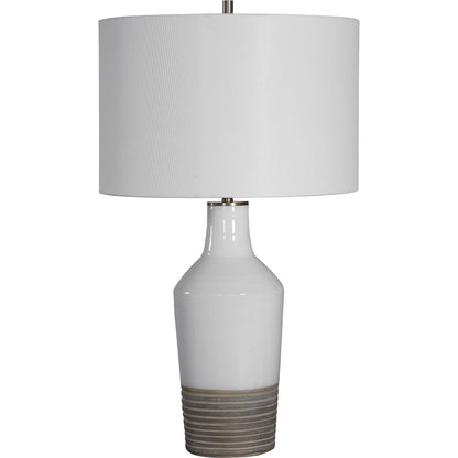Dakota Crackle Table Lamp by Uttermost in white. Made from ceramic, steel in a coastal style.