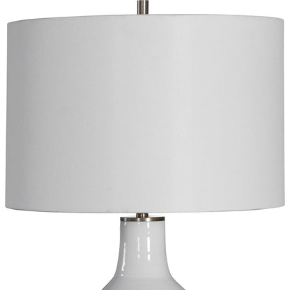 Dakota Crackle Table Lamp by Uttermost in white. Made from ceramic, steel in a coastal style.