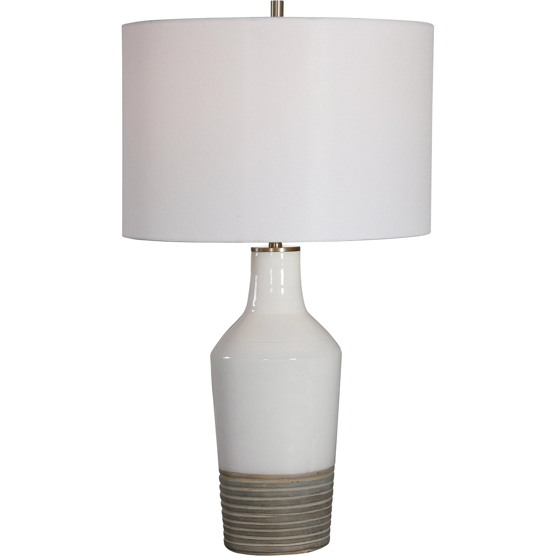 Dakota Crackle Table Lamp by Uttermost in white. Made from ceramic, steel in a coastal style.