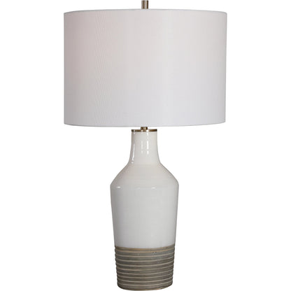 Dakota Crackle Table Lamp by Uttermost in white. Made from ceramic, steel in a coastal style.