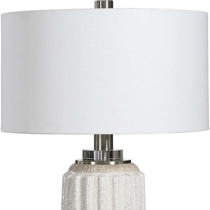 Azariah Table Lamp by Uttermost in white. Made from iron, ceramic, crystal, fabric in a modern style.