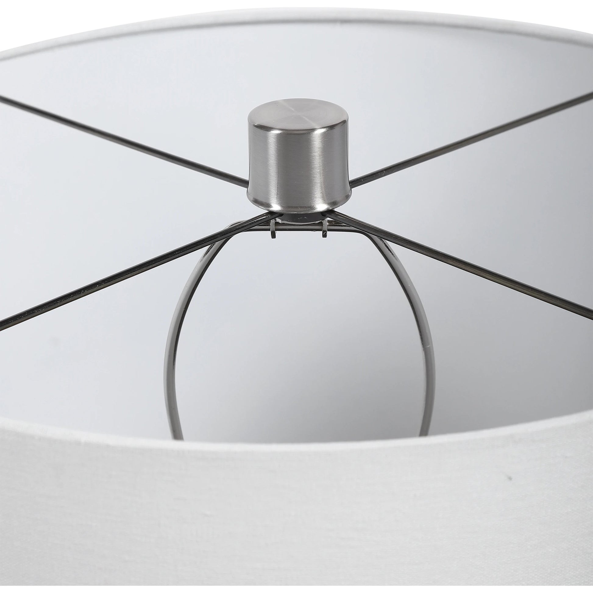 Azariah Table Lamp by Uttermost in white. Made from iron, ceramic, crystal, fabric in a modern style.