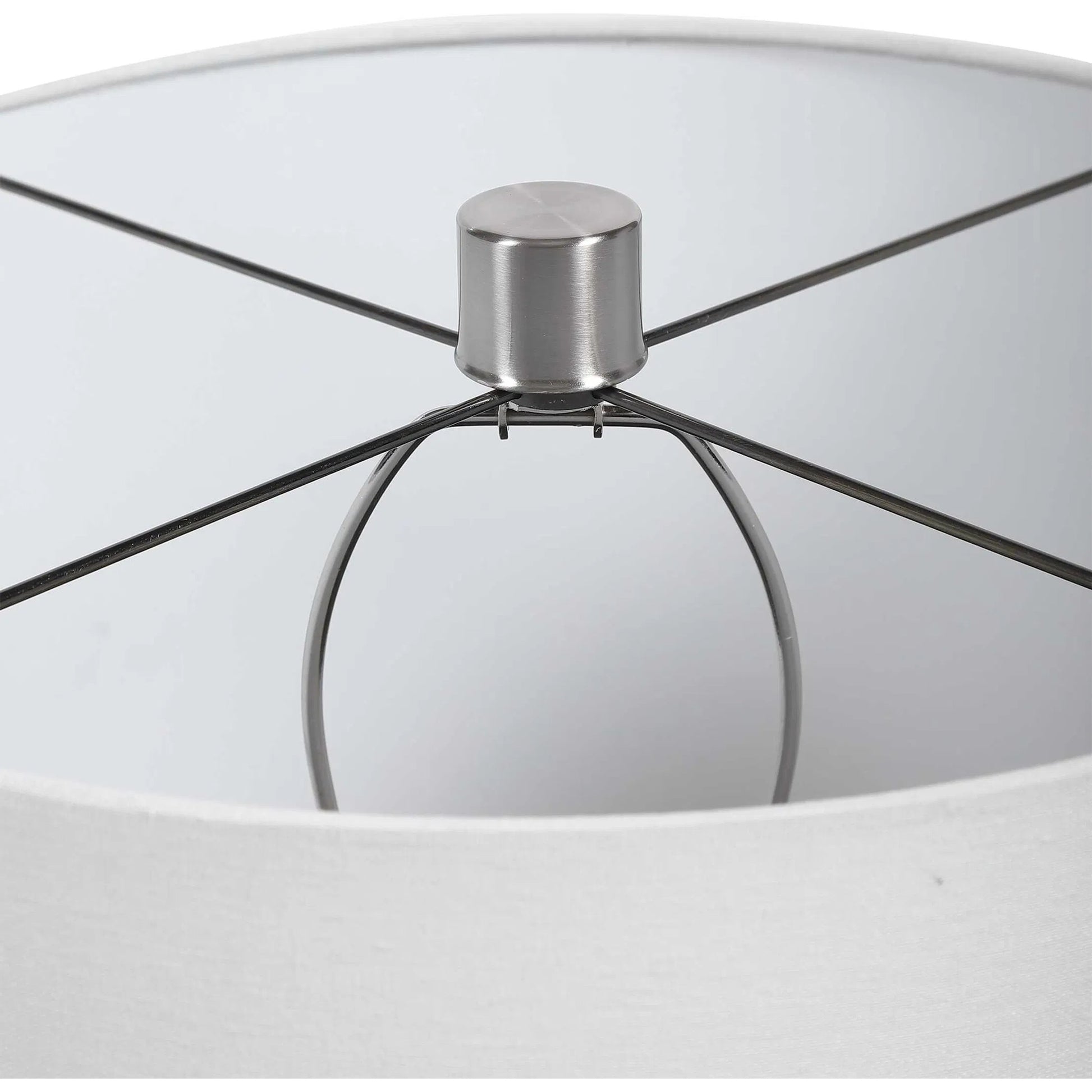 Azariah Table Lamp by Uttermost in white. Made from iron, ceramic, crystal, fabric in a modern style.