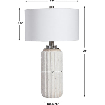 Azariah Table Lamp by Uttermost in white. Made from iron, ceramic, crystal, fabric in a modern style.