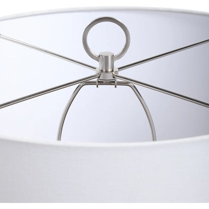 Cyprien Table Lamp by Uttermost in gray. Made from iron, ceramic, fabric in a modern style.