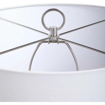 Cyprien Table Lamp by Uttermost in gray. Made from iron, ceramic, fabric in a modern style.