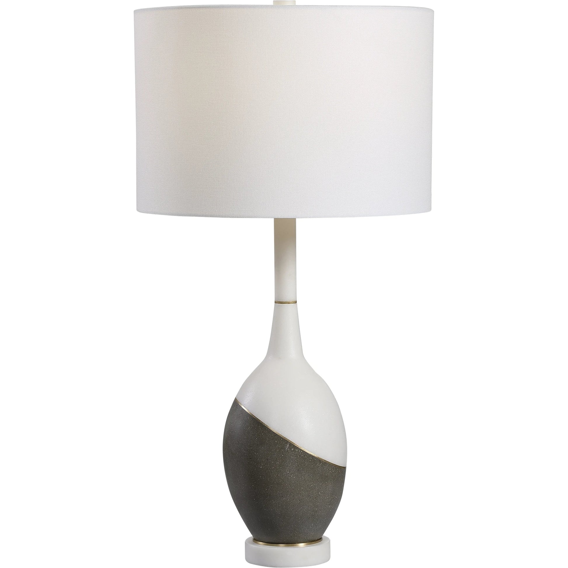 Tanali Table Lamp by Uttermost. Made from copper, concrete, resin, iron, fabric in a modern style.