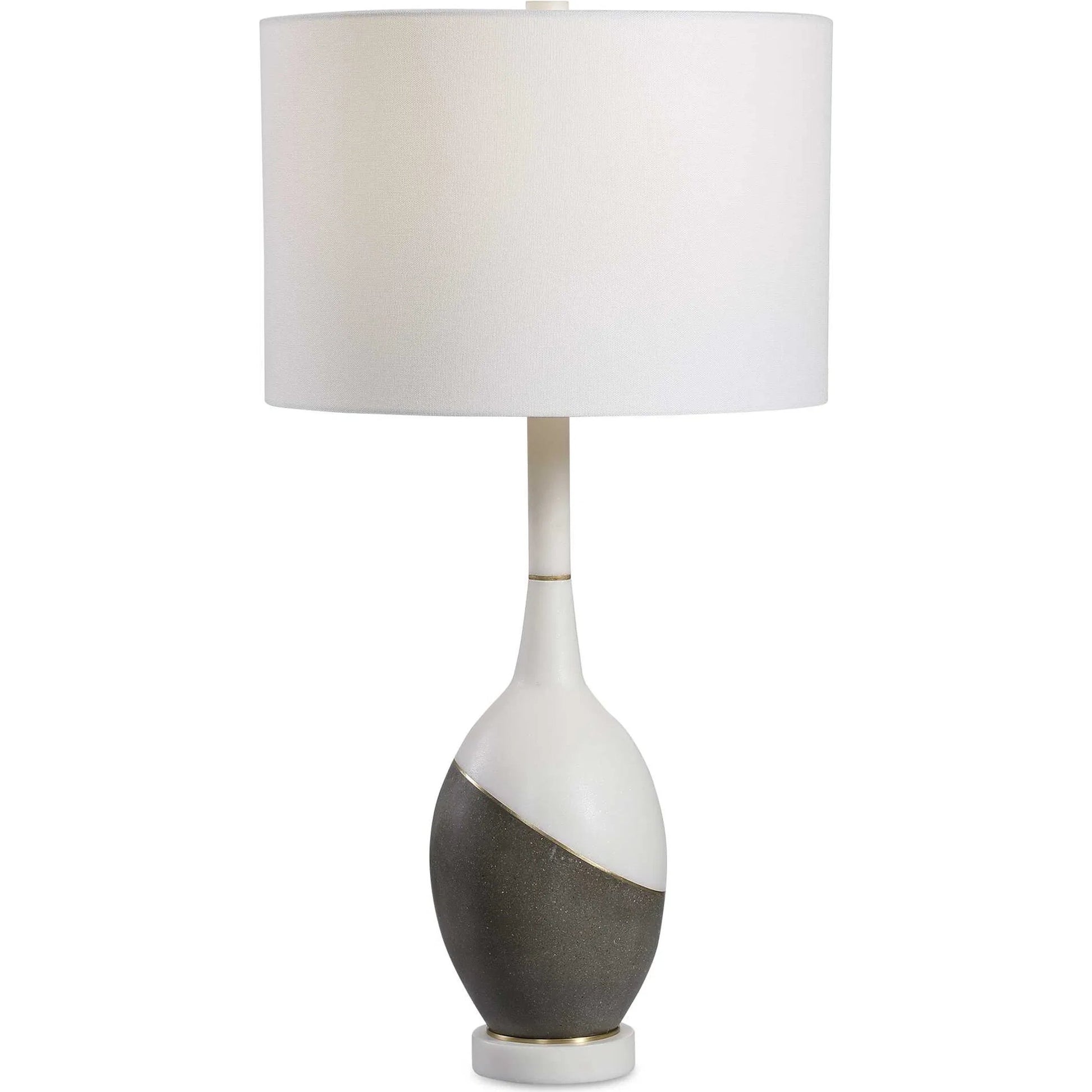 Tanali Table Lamp by Uttermost. Made from copper, concrete, resin, iron, fabric in a modern style.