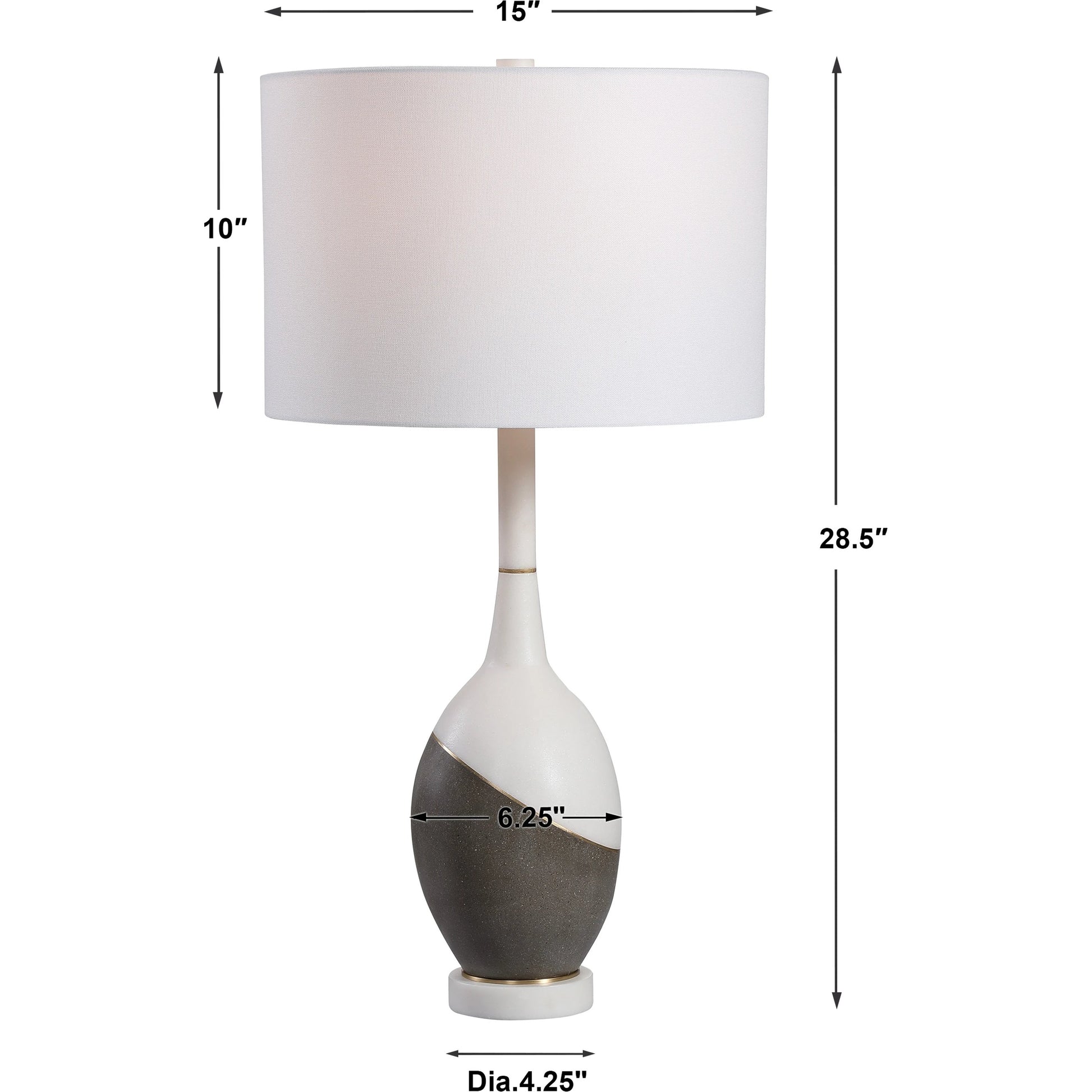 Tanali Table Lamp by Uttermost. Made from copper, concrete, resin, iron, fabric in a modern style.