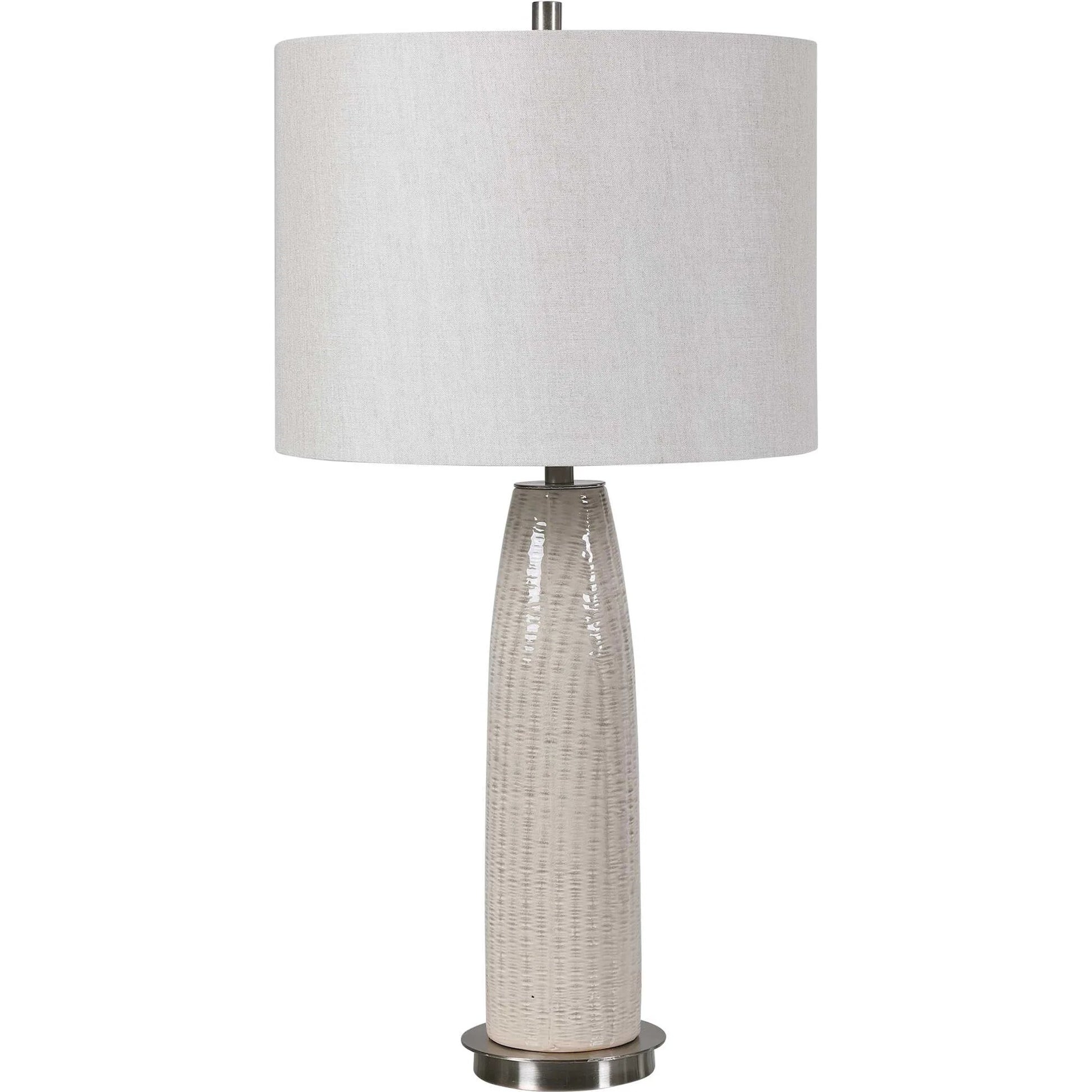 Delgado Table Lamp by Uttermost in gray. Made from ceramic, iron in a modern style.