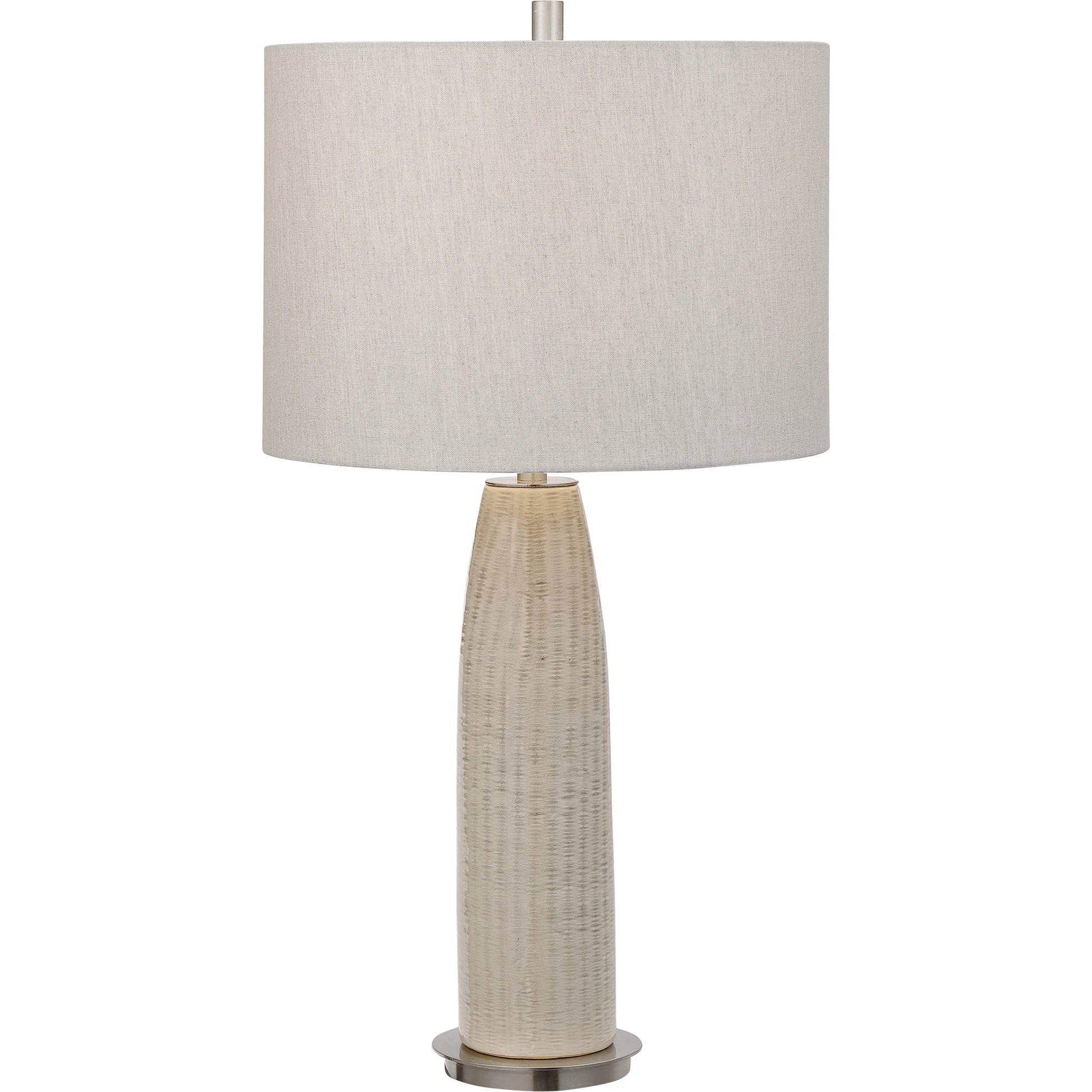 Delgado Table Lamp by Uttermost in gray. Made from ceramic, iron in a modern style.