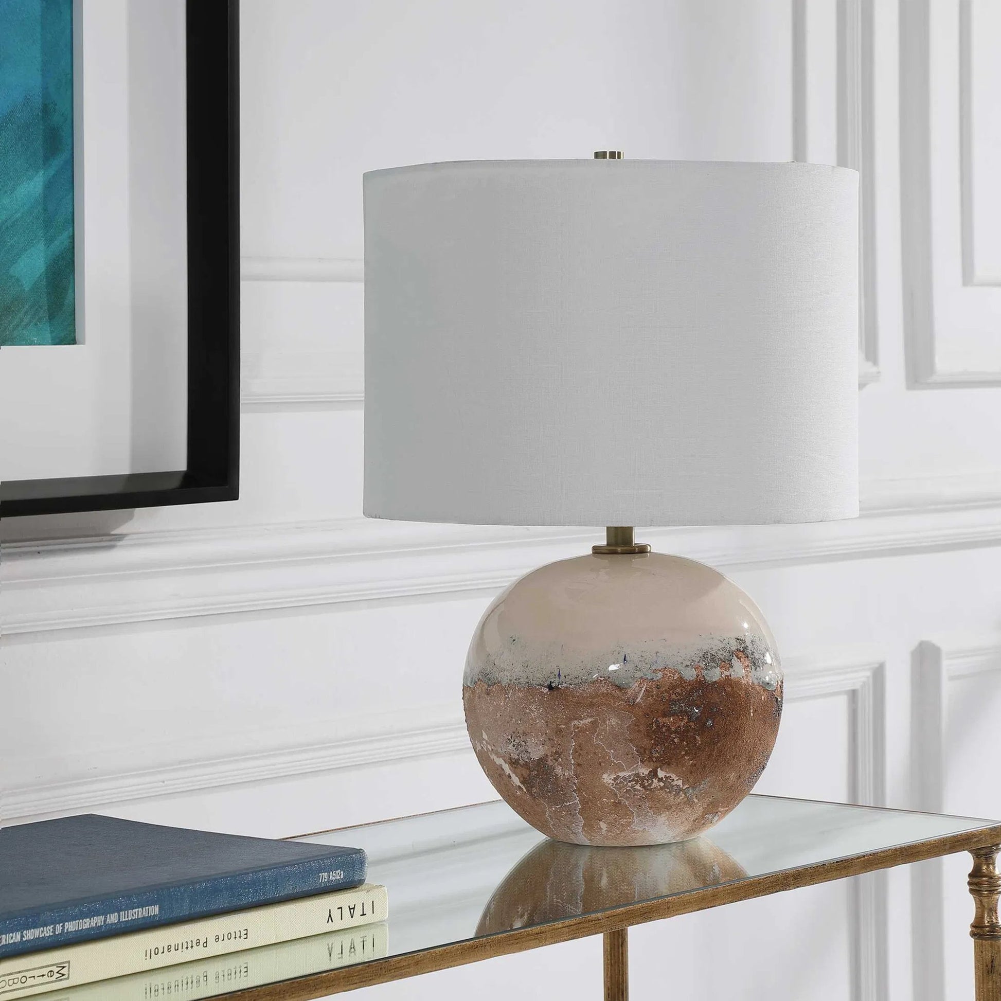 Durango Accent Lamp by Uttermost. Made from ceramic, iron in a modern style.