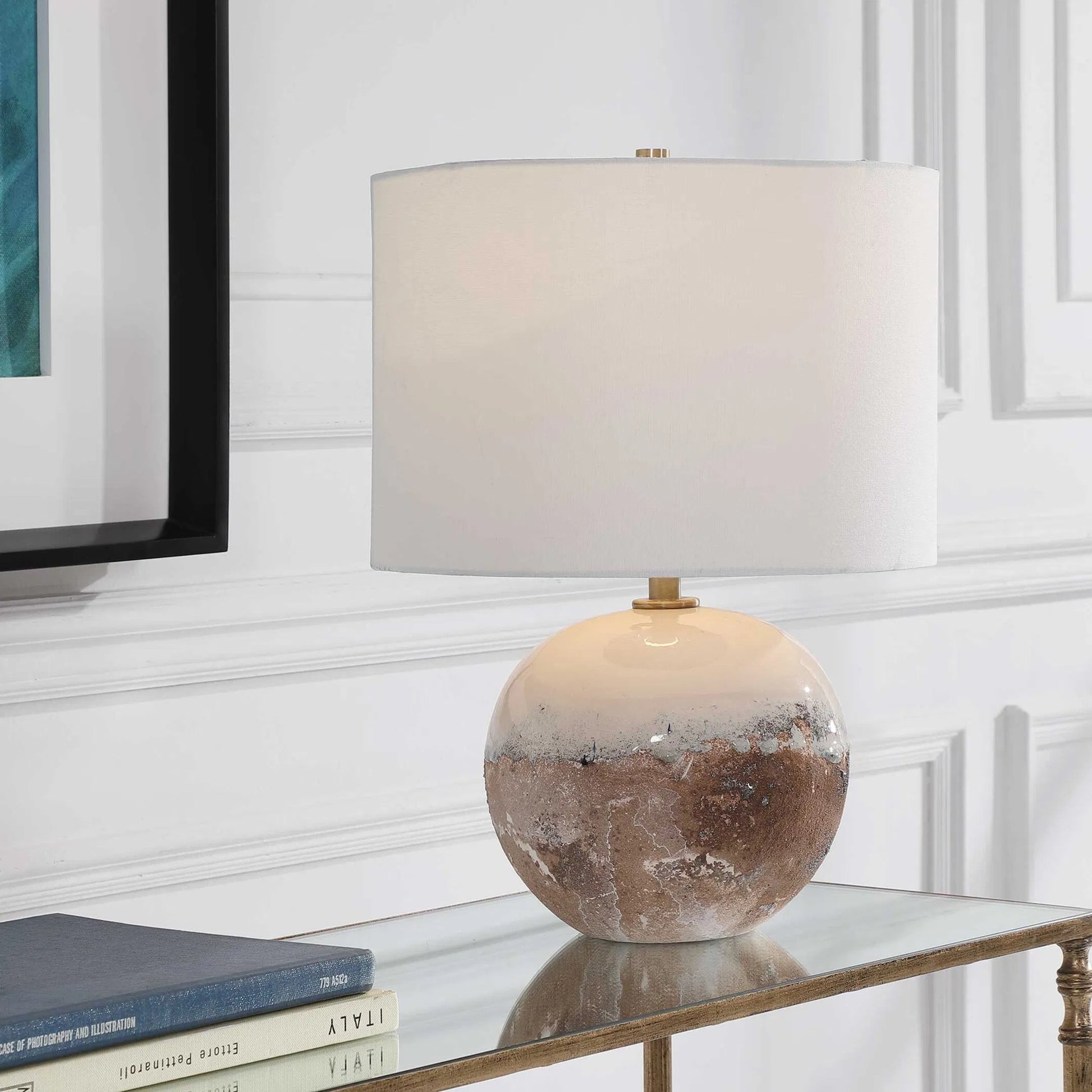 Durango Accent Lamp by Uttermost. Made from ceramic, iron in a modern style.