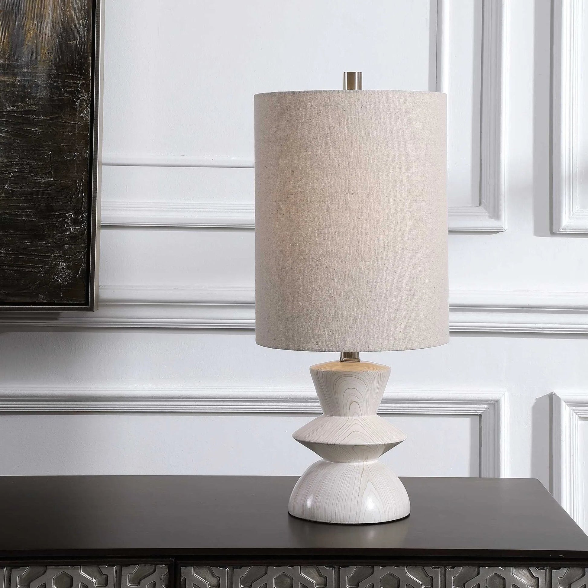 Stevens Buffet Lamp by Uttermost in wood. Made from polyester, steel in a modern style.