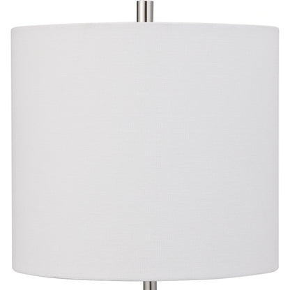 Sussex Buffet Lamp by Uttermost in nickel. Made from crystal, marble, steel, fabric in a transitional style.