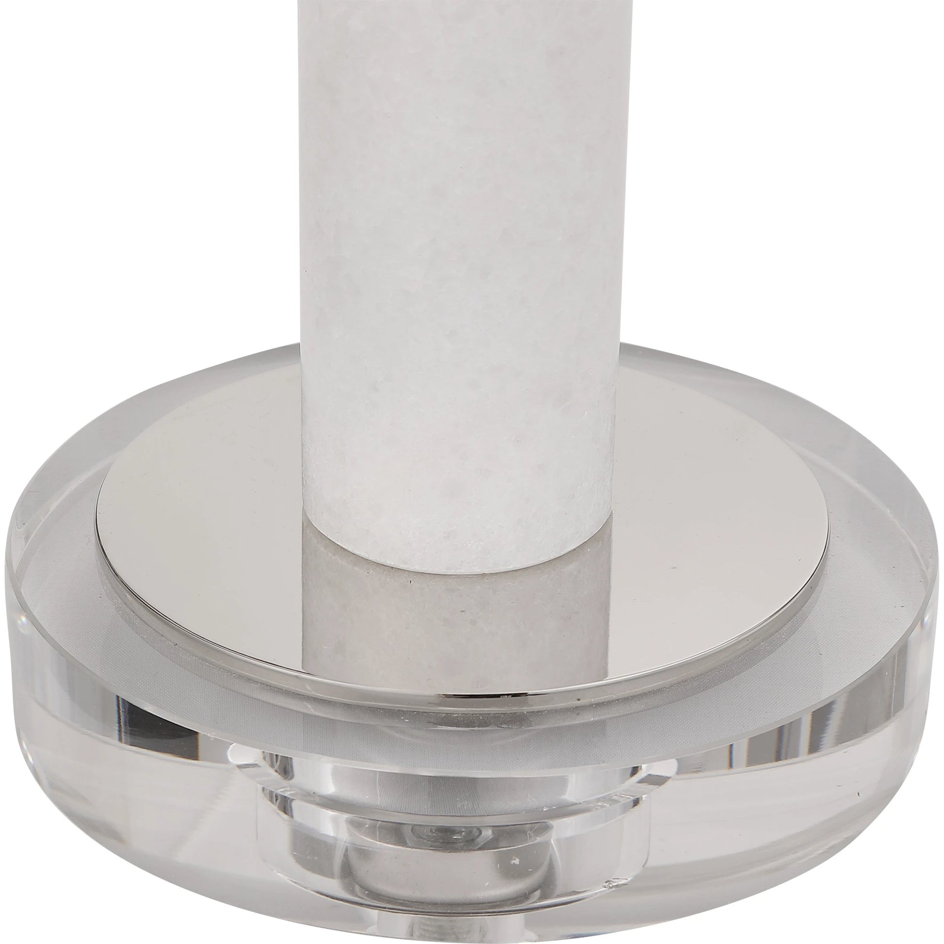 Sussex Buffet Lamp by Uttermost in nickel. Made from crystal, marble, steel, fabric in a transitional style.