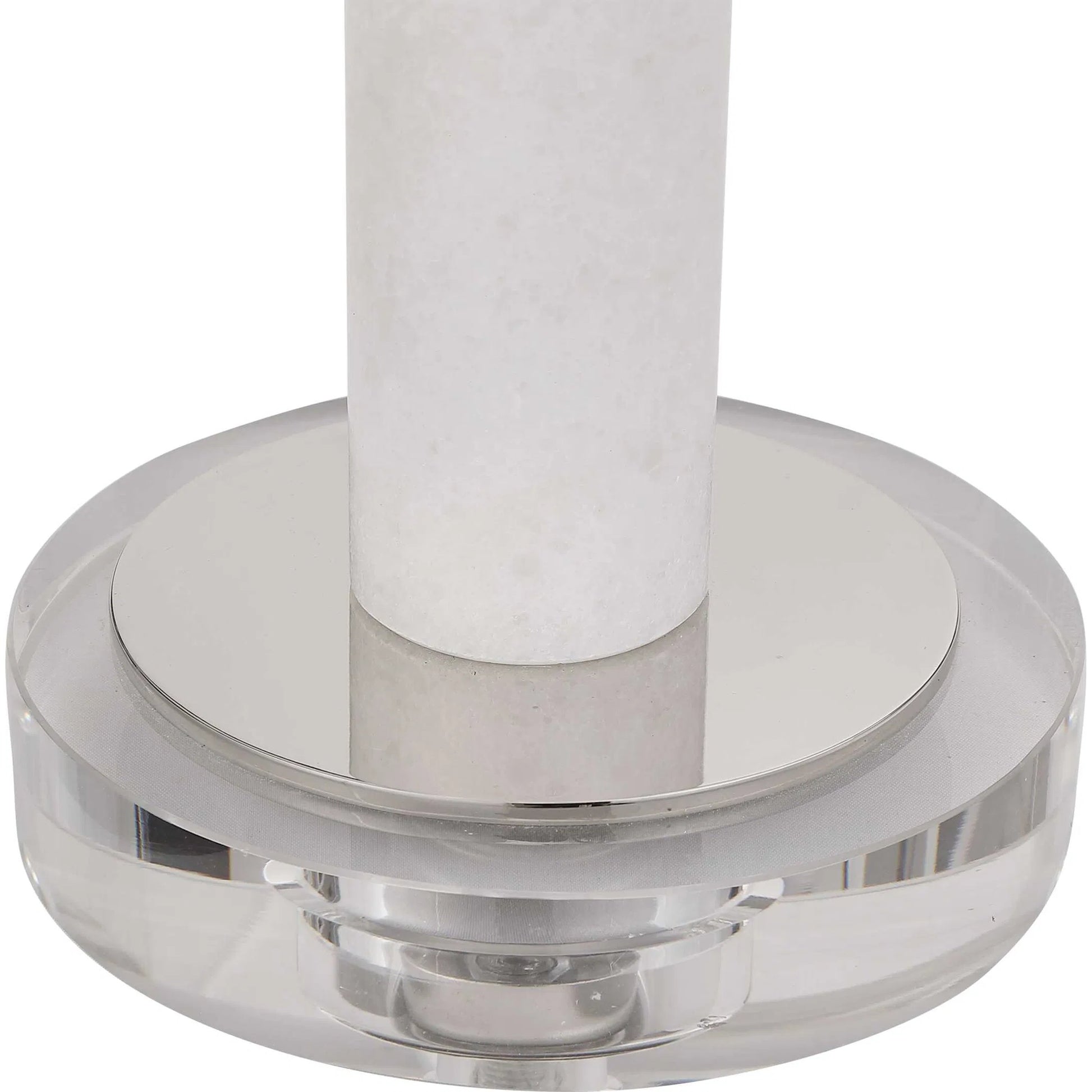 Sussex Buffet Lamp by Uttermost in nickel. Made from crystal, marble, steel, fabric in a transitional style.