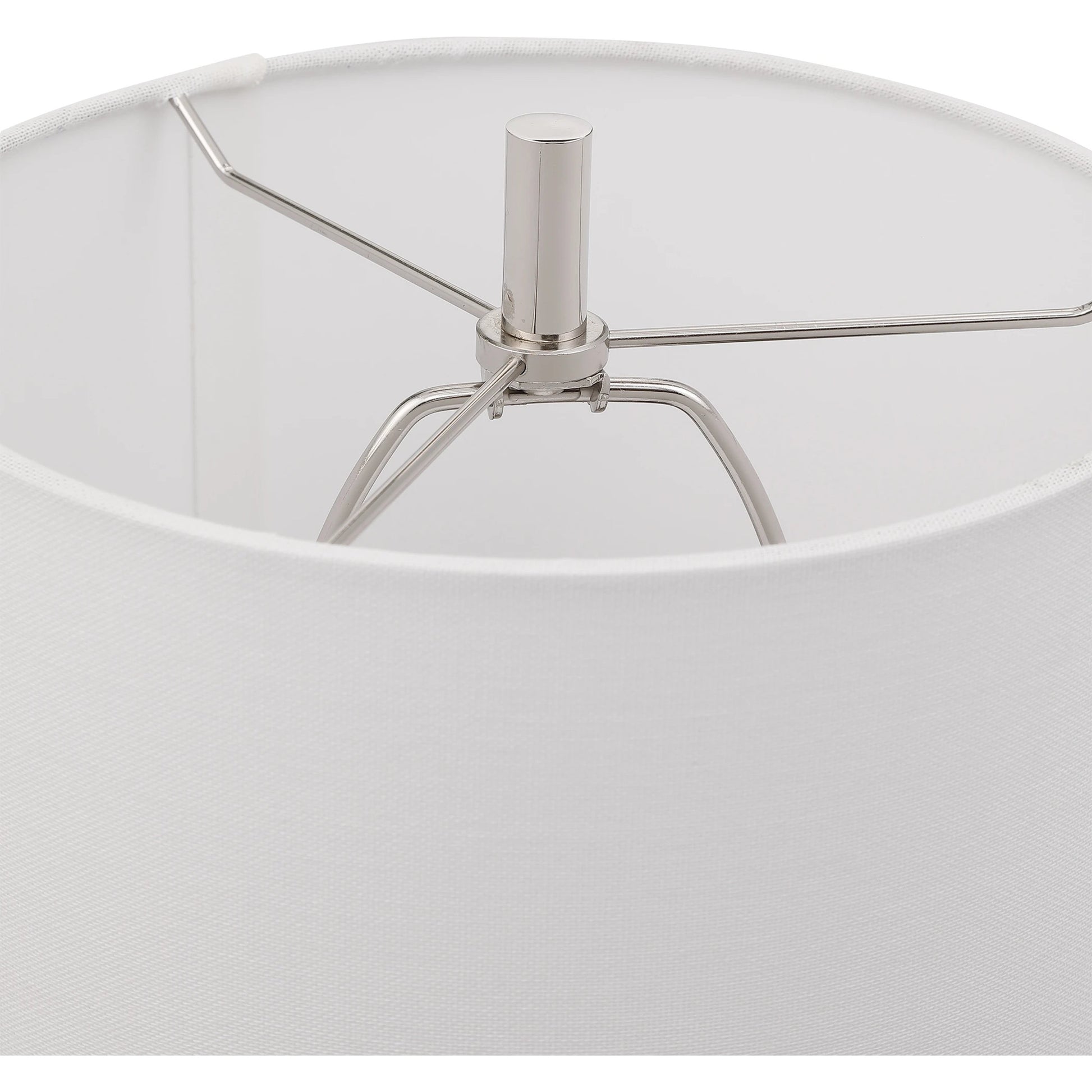 Sussex Buffet Lamp by Uttermost in nickel. Made from crystal, marble, steel, fabric in a transitional style.