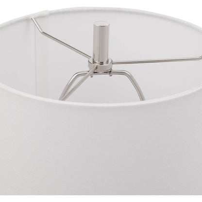 Sussex Buffet Lamp by Uttermost in nickel. Made from crystal, marble, steel, fabric in a transitional style.