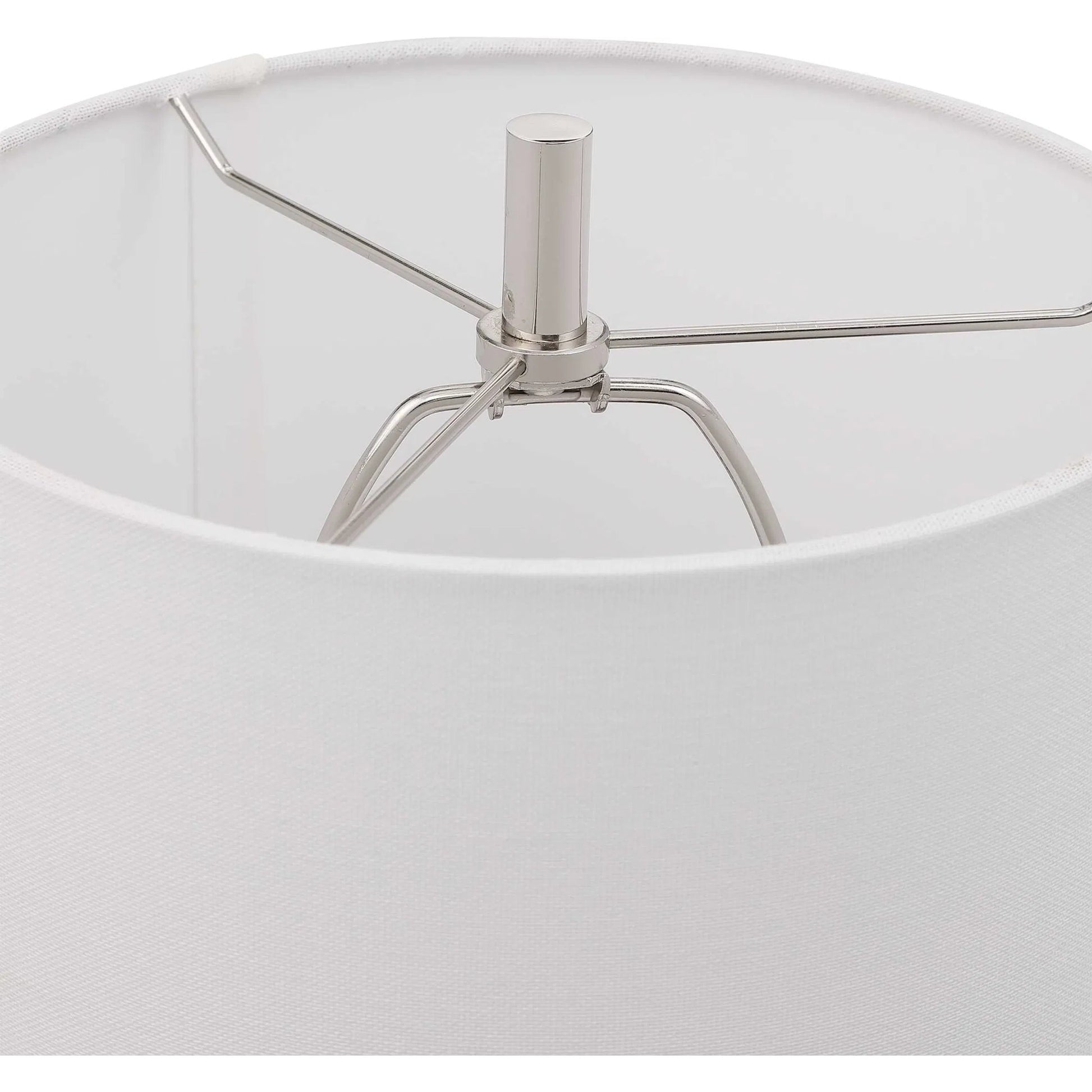 Sussex Buffet Lamp by Uttermost in nickel. Made from crystal, marble, steel, fabric in a transitional style.