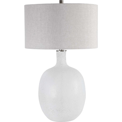 Whiteout Mottled Glass Table Lamp by Uttermost. Made from steel, glass, fabric in a cottage & farmhouse style.
