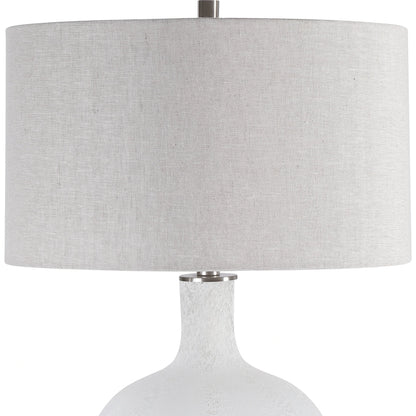 Whiteout Mottled Glass Table Lamp by Uttermost. Made from steel, glass, fabric in a cottage & farmhouse style.