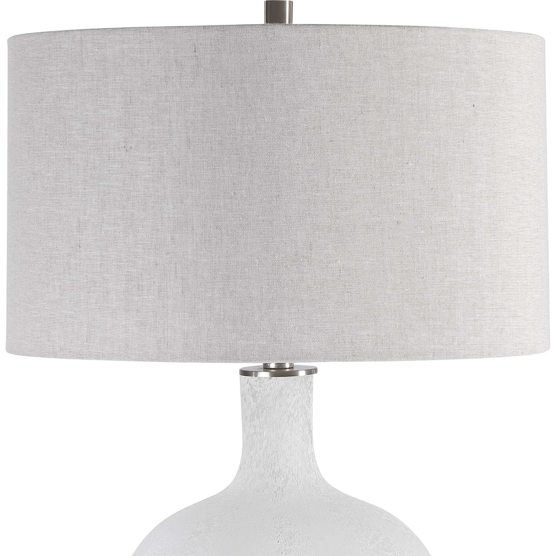 Whiteout Mottled Glass Table Lamp by Uttermost. Made from steel, glass, fabric in a cottage & farmhouse style.