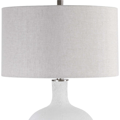 Whiteout Mottled Glass Table Lamp by Uttermost. Made from steel, glass, fabric in a cottage & farmhouse style.