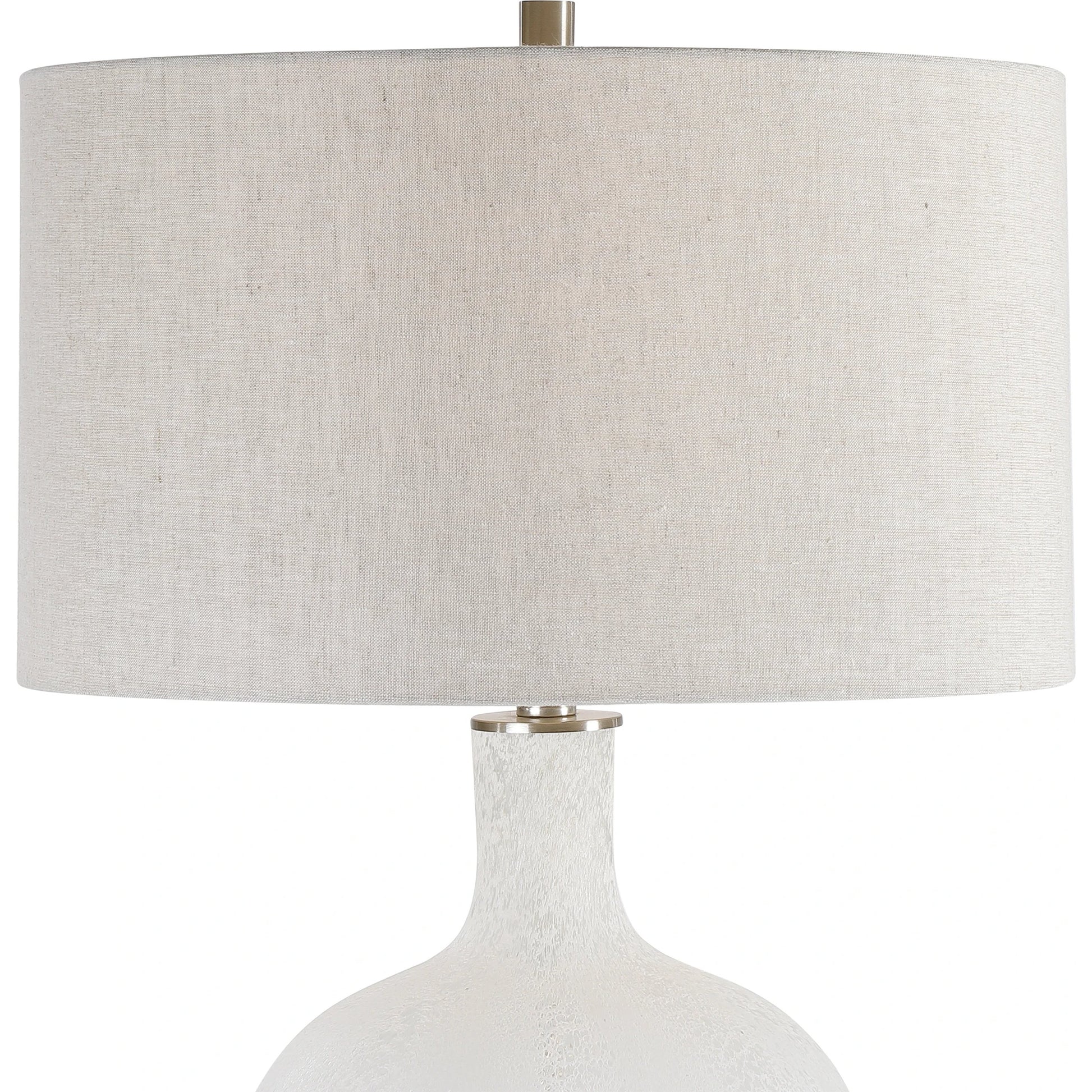 Whiteout Mottled Glass Table Lamp by Uttermost. Made from steel, glass, fabric in a cottage & farmhouse style.
