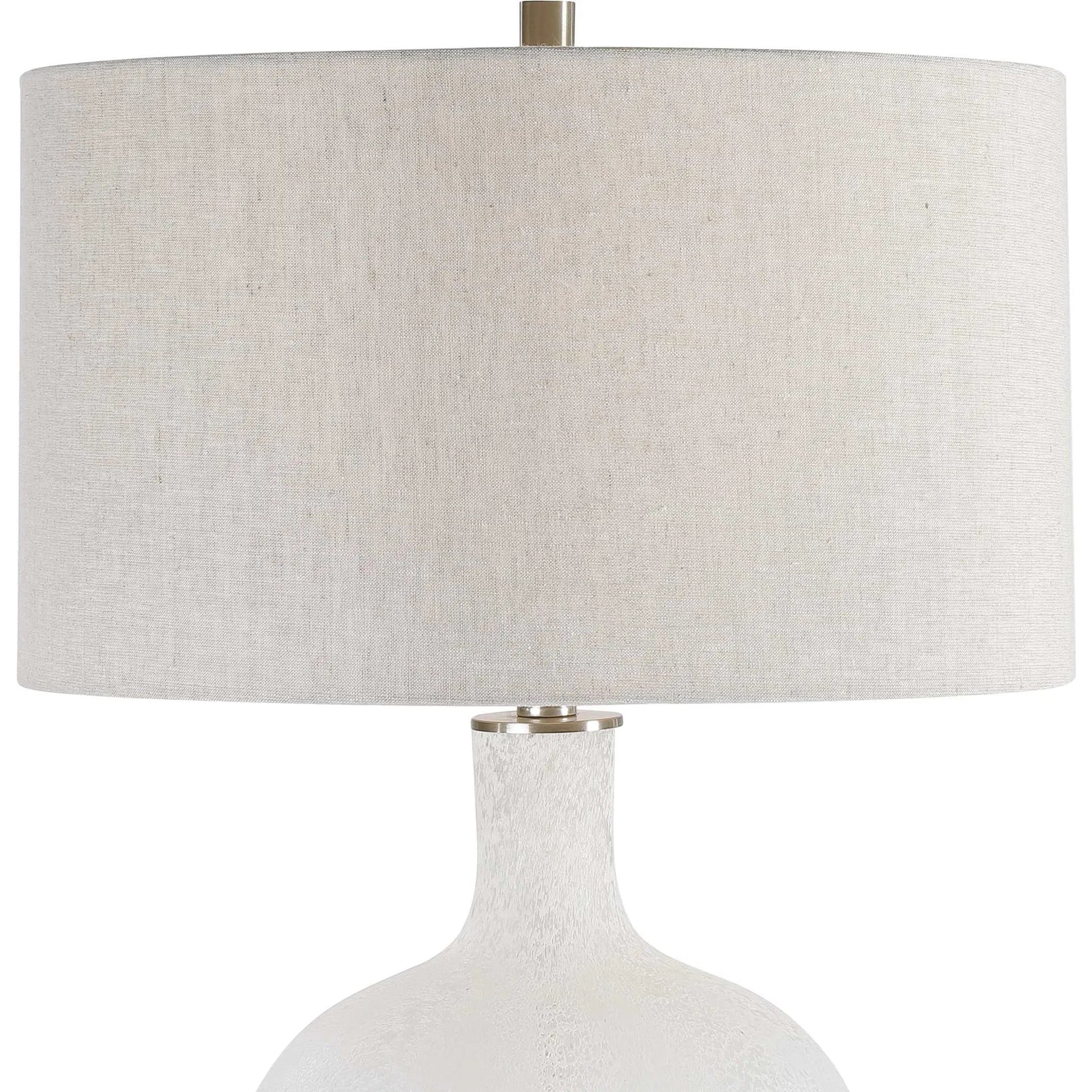 Whiteout Mottled Glass Table Lamp by Uttermost. Made from steel, glass, fabric in a cottage & farmhouse style.
