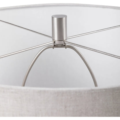 Whiteout Mottled Glass Table Lamp by Uttermost. Made from steel, glass, fabric in a cottage & farmhouse style.